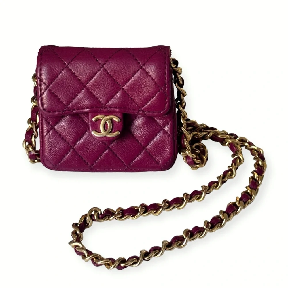 CHANEL Vintage Micro Pink Quilted Lambskin Half Flap Bag RARE - Picture 4 of 14